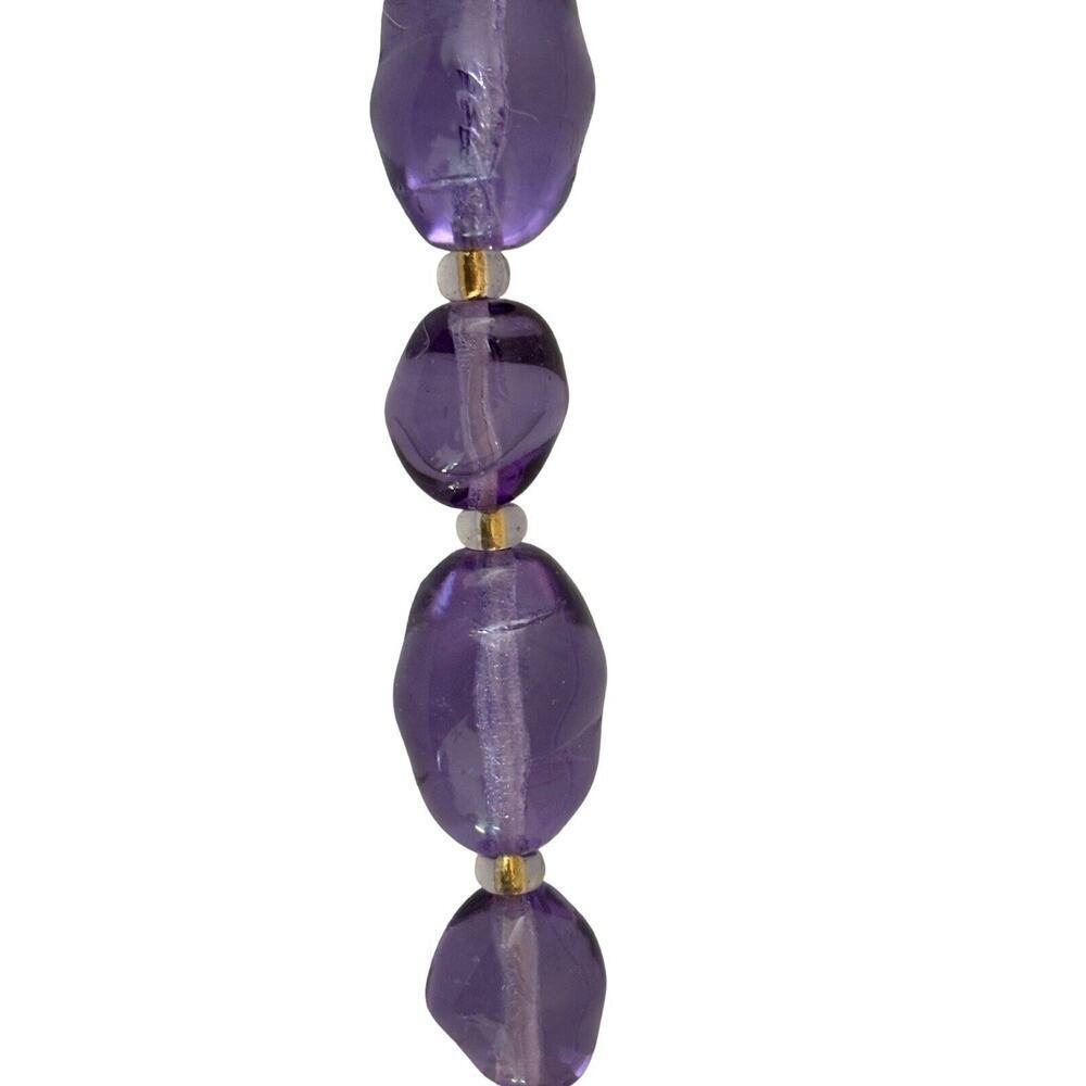 Joan Rivers Signed Gold Plated Purple Glass Bead 33" Necklace New Old Stock - Picture 4 of 9